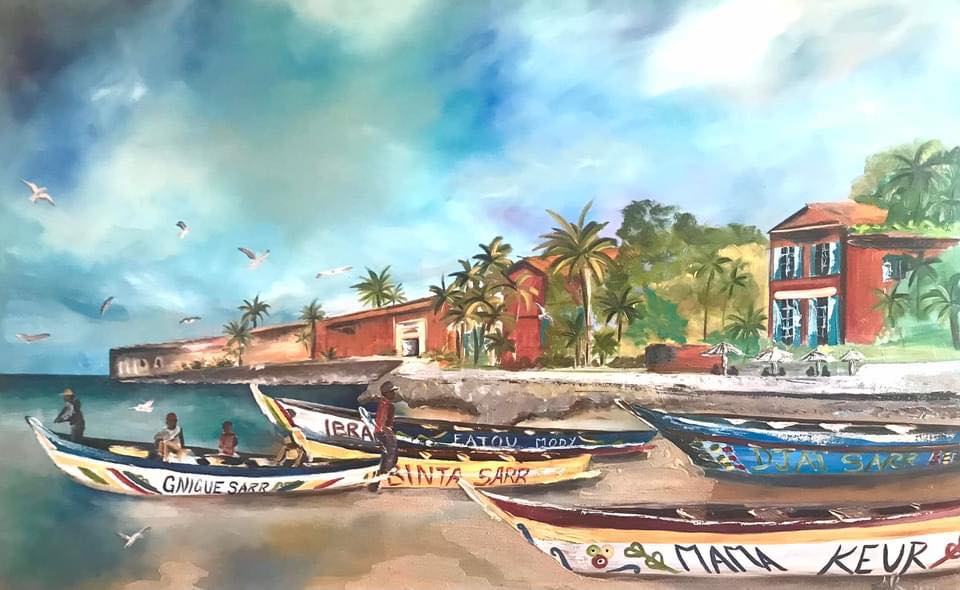 pirogue-senegalaise-dakar-ile-de-goree-anouk-sarr-artiste-peintre-bordeaux-sur-mesure-115x75-cm-peinture-huile-sur-toile-2021